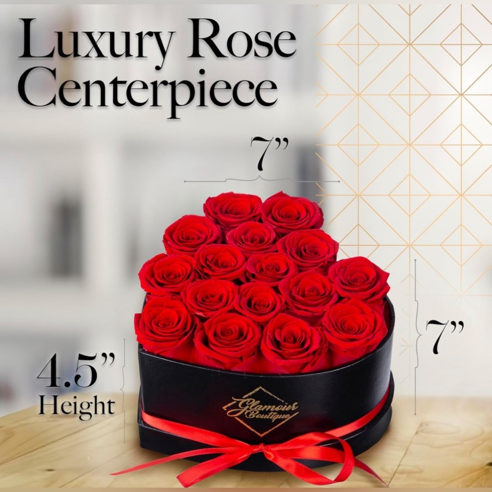 16-Piece Forever Flowers Heart Shape Box - Real Preserved Roses